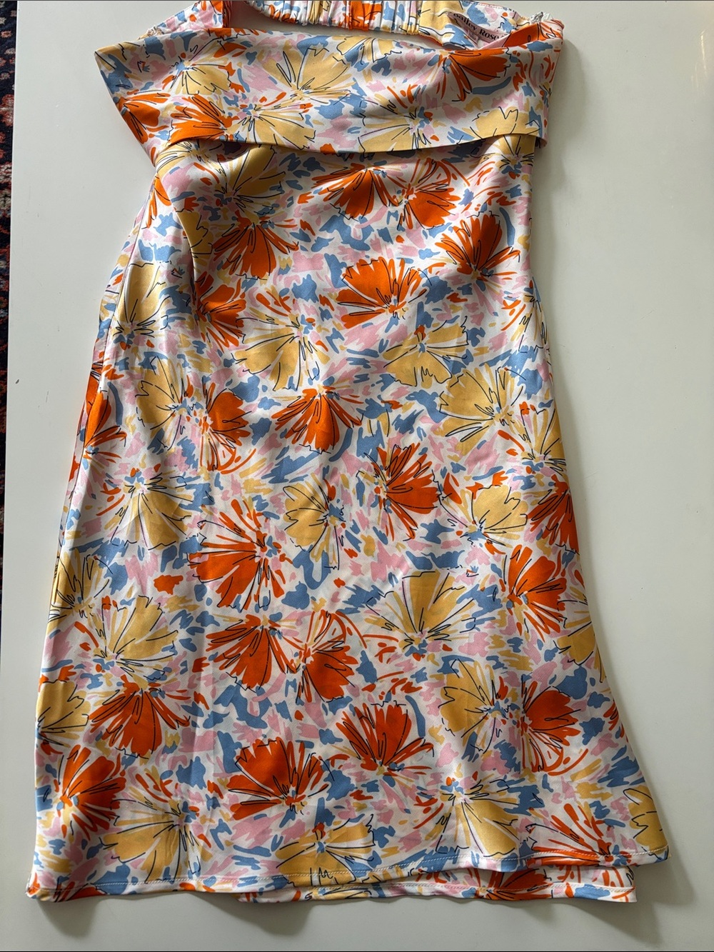 Floral Mini Dress in Orange, Yellow & Blue